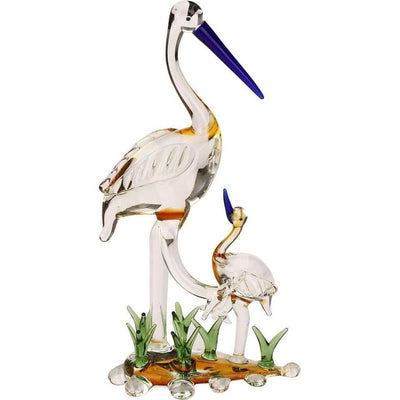 Mother Bird with Chick Crystal Glass Showpiece | 4 x 2 x 7 inches