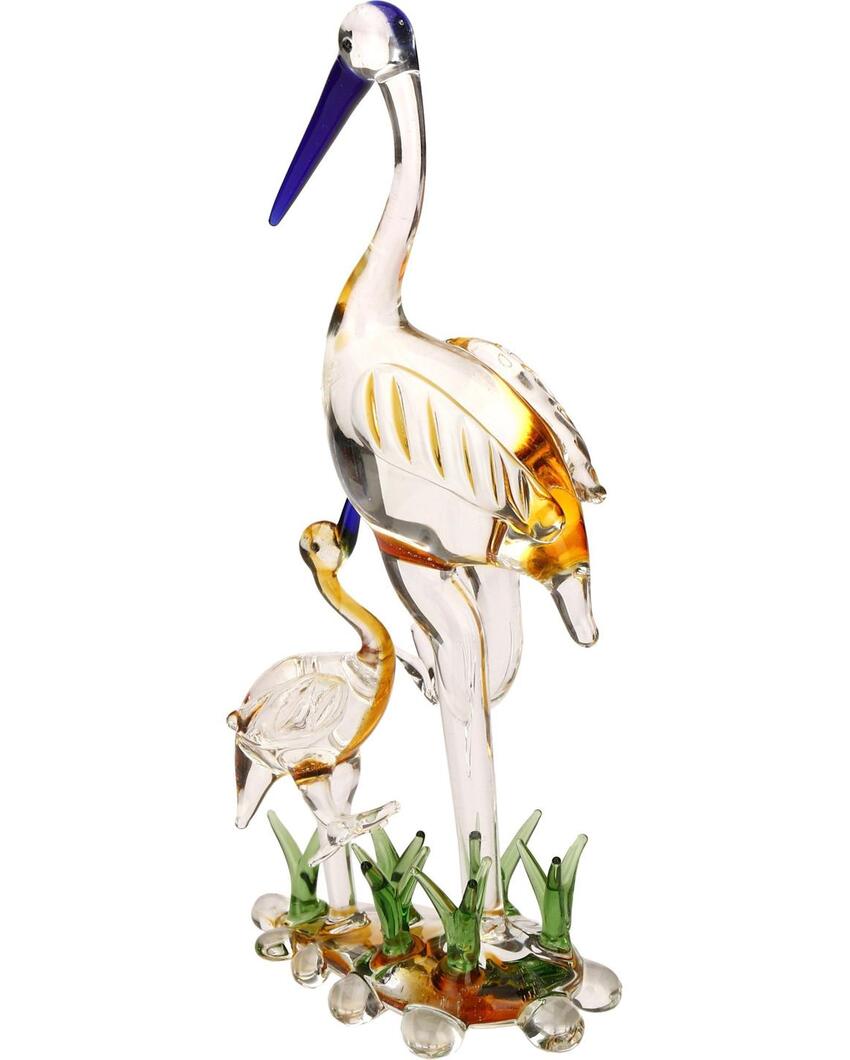 Mother Bird with Chick Crystal Glass Showpiece | 4 x 2 x 7 inches