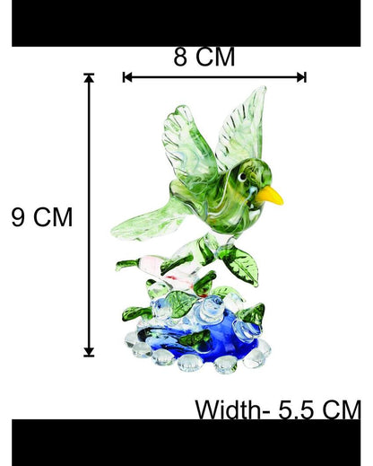 Bird Ready to Fly Crystal Glass Showpiece | 4 x 3 inches