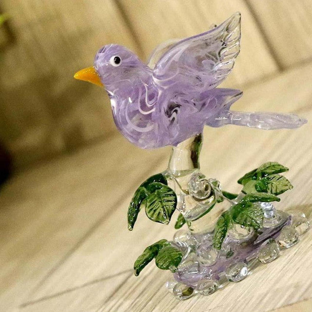 Bird on Tree Crystal Glass Showpiece | 4 x 3 inches