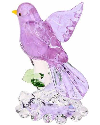 Bird on Tree Crystal Glass Showpiece | 4 x 3 inches