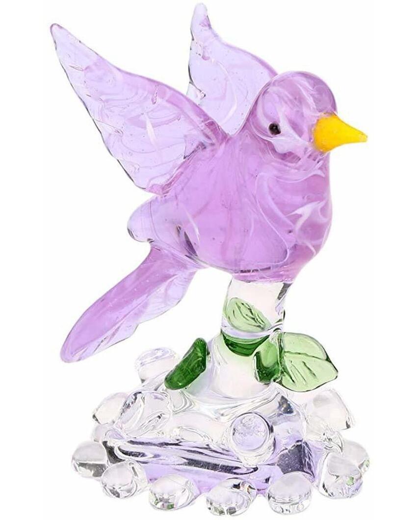 Bird on Tree Crystal Glass Showpiece | 4 x 3 inches