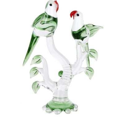 Love Making Parrot Couple Crystal Glass Showpiece | 4 x 2 x 7 inches