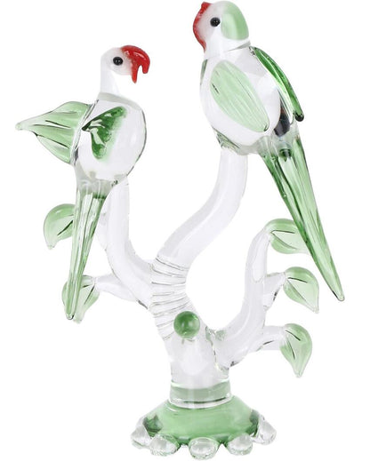 Love Making Parrot Couple Crystal Glass Showpiece | 4 x 2 x 7 inches