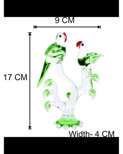 Love Making Parrot Couple Crystal Glass Showpiece | Set of 2 | 4 x 2 x 7 inches