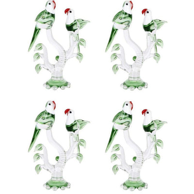 Love Making Parrot Couple Crystal Glass Showpiece | Set of 4 | 4 x 2 x 7 inches