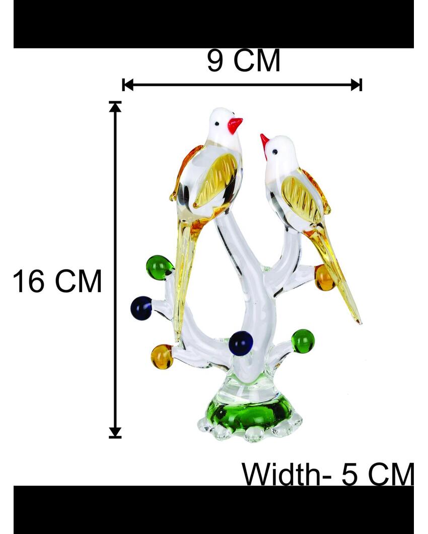 Love Making Birds Pair Crystal Glass Showpiece | Set of 2 | 4 x 2 x 7 inches
