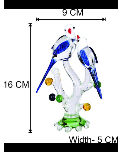 Charming Loving Birds Pair on Tree Crystal Glass Showpiece | 4 x 2 x 7 inches