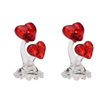 Romantic Heart Couple Crystal Glass Showpiece | Set of 2 | 2 x 3 inches