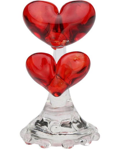 Romantic Heart Couple Crystal Glass Showpiece | Set of 2 | 2 x 3 inches