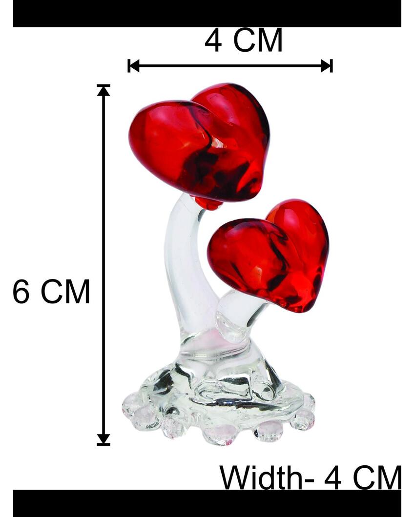 Romantic Heart Couple Crystal Glass Showpiece | Set of 2 | 2 x 3 inches