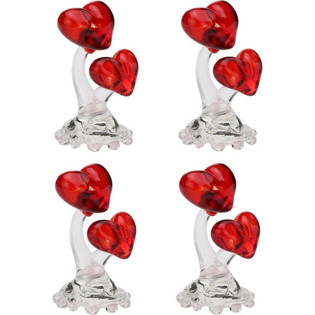 Heart Couple Crystal Glass Showpiece | Set of 4 | 2 x 3 inches