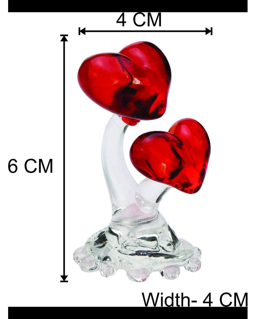 Heart Couple Crystal Glass Showpiece | Set of 4 | 2 x 3 inches