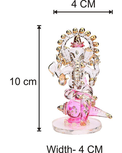 Chakra Ganesha on Shank Crystal Glass Showpiece | 2 x 4 inches