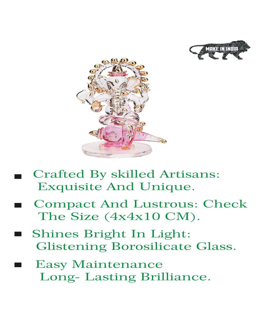 Chakra Ganesha on Shank Crystal Glass Showpiece | 2 x 4 inches