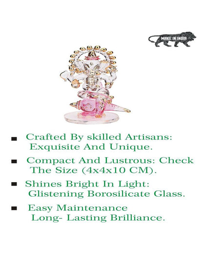 Chakra Ganesha on Shank Crystal Glass Showpiece | 2 x 4 inches