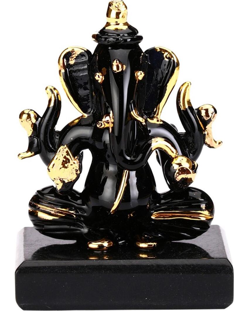 Exquisite Pagri Ganesha Double Face Crystal Glass Showpiece | 2 x 3 inches