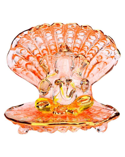 Charming Ganesha in Seashell Crystal Glass Showpiece | 2 x 2 inches