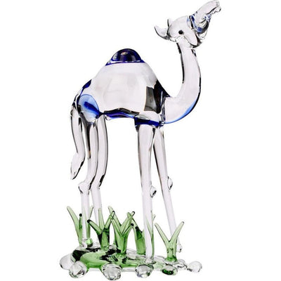 Grazing Camel Crystal Glass Showpiece | 4 x 2 x 6 inches