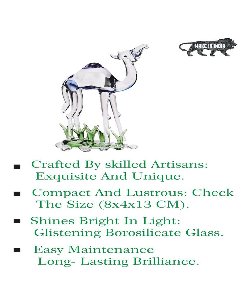 Grazing Camel Crystal Glass Showpiece | 4 x 2 x 6 inches