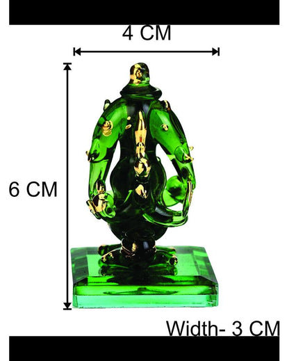 Elegant Pagri Ganesha Double Face Crystal Glass Showpiece | 2 x 3 inches