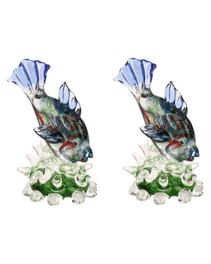 Fish Crystal Glass Showpiece | Set of 2 | 3 x 2 x 4 inches