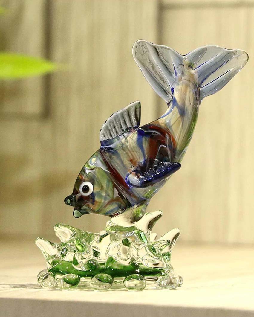 Fish Crystal Glass Showpiece | Set of 2 | 3 x 2 x 4 inches