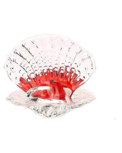 Couple Heart in Shell Crystal Glass Showpiece | Set of 2 | 2 x 2 inches