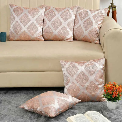 Polyester Silk Decorative Cushion Covers | Set of 5 | 16 x 16 inches