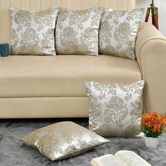 Polyester Silk Decorative Cushion Covers | Set Of 5 | 16 x 16 inches