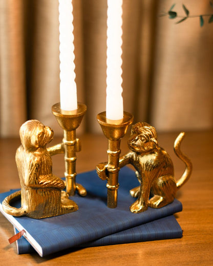 Monkey Mischief Metal Candle Holders | Set Of 2