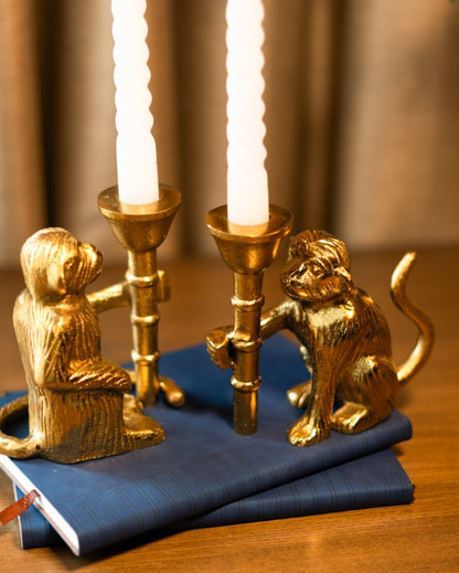 Monkey Mischief Metal Candle Holders | Set Of 2