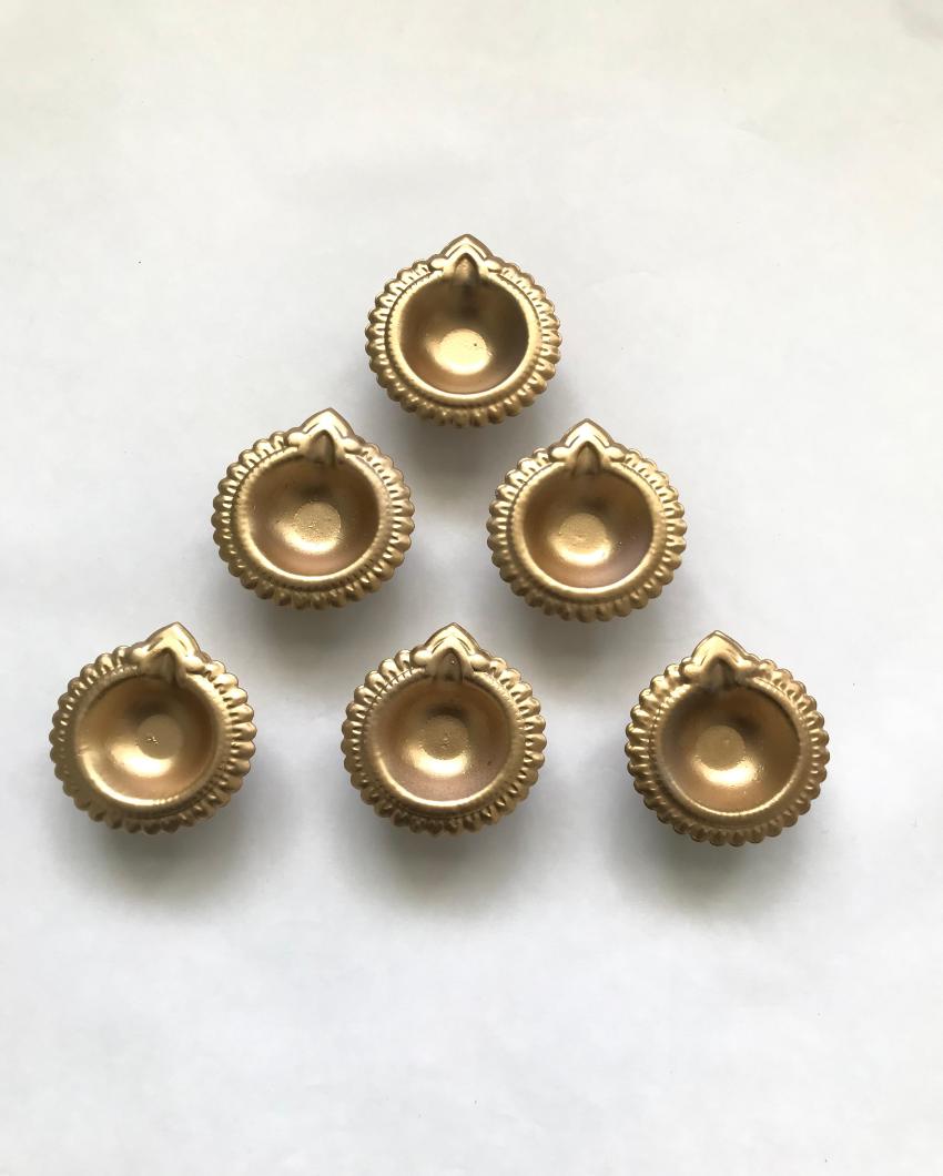 Beautiful Metallic Diya | Set of 6 | 3 x 3 inches