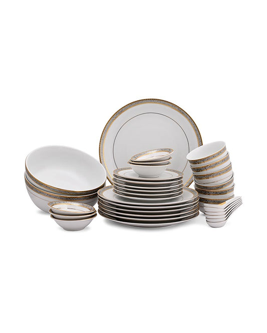 Luxe Coup Shape Porcelain Dinner Set | Pack  Of 33 Pcs