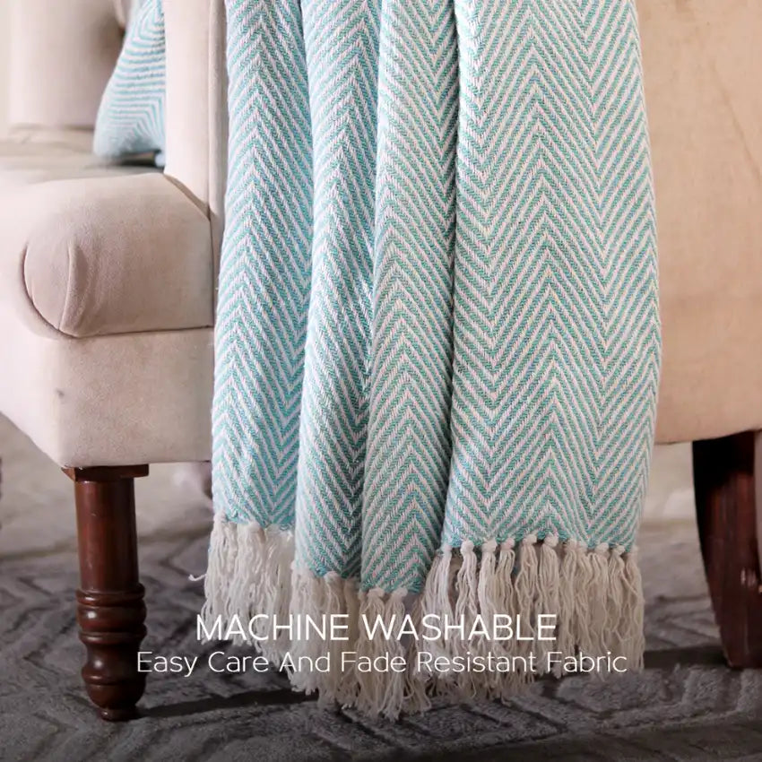 Elegant Cotton Chevron Weave Throw Blanket | 60 x 50 Inches