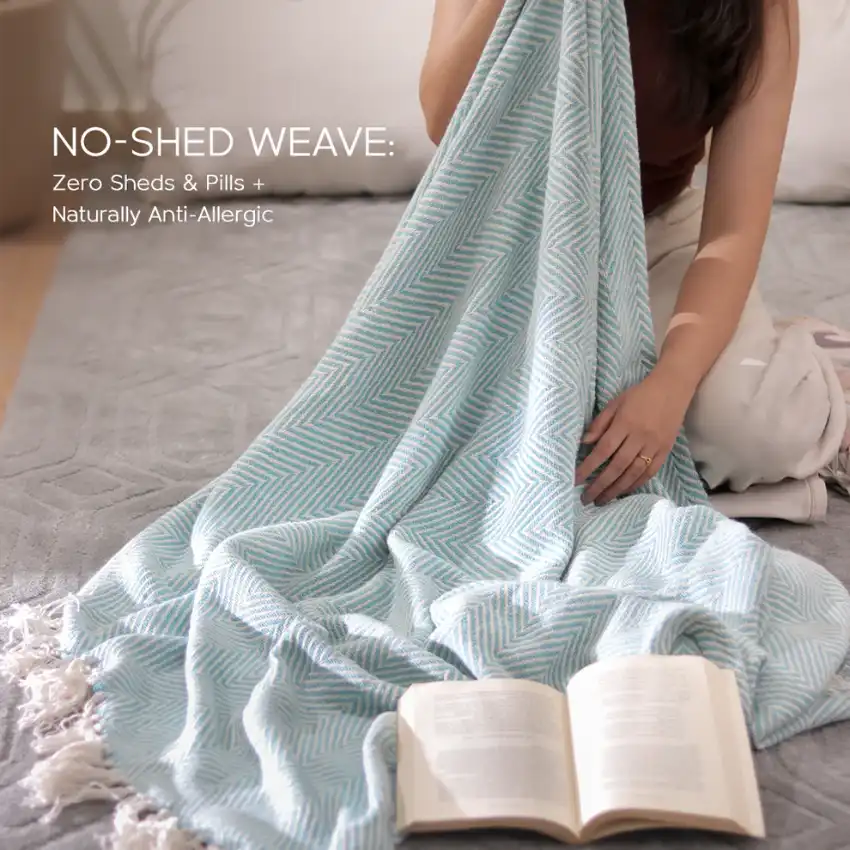 Elegant Cotton Chevron Weave Throw Blanket | 60 x 50 Inches