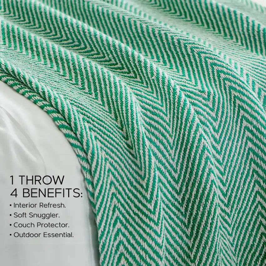 Elegant Cotton Chevron Weave Throw Blanket | 60 x 50 Inches