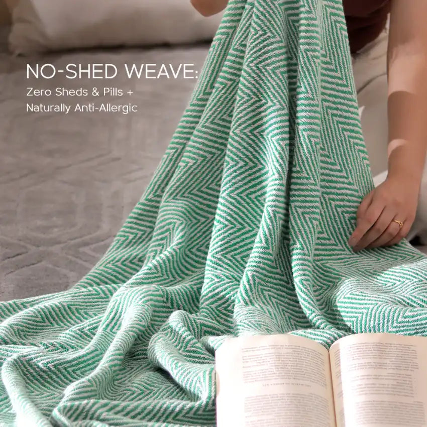 Elegant Cotton Chevron Weave Throw Blanket | 60 x 50 Inches