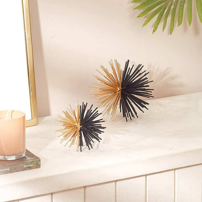 Sunburst Black & Gold Spheres - Set Of 2 Gold