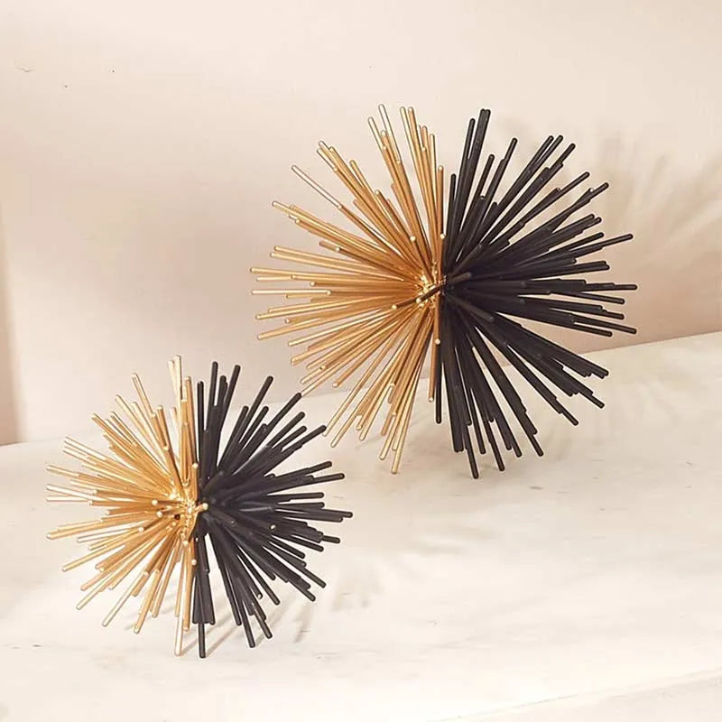 Sunburst Black & Gold Spheres - Set Of 2 Gold