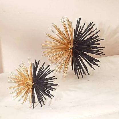 Sunburst Black & Gold Spheres - Set Of 2 Gold