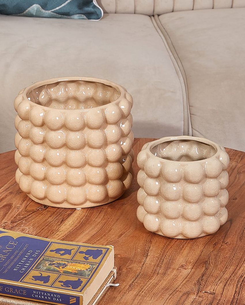 Bubble Beige Ceramic Pot