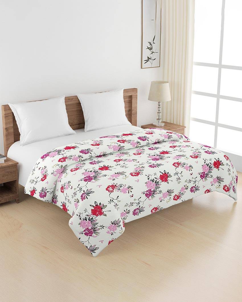 Ananda Elegant Floral Cotton Double Bed Size Quilt | 100 x 90 inches