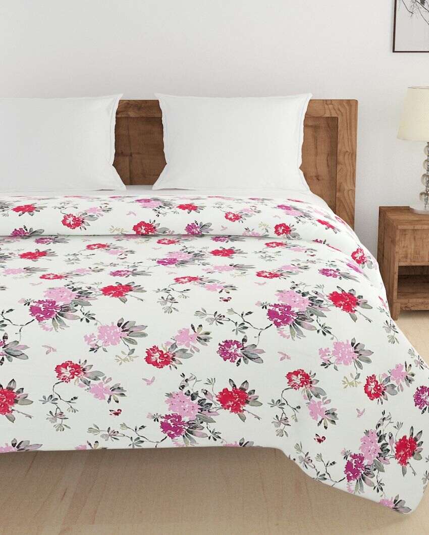 Ananda Elegant Floral Cotton Double Bed Size Quilt | 100 x 90 inches