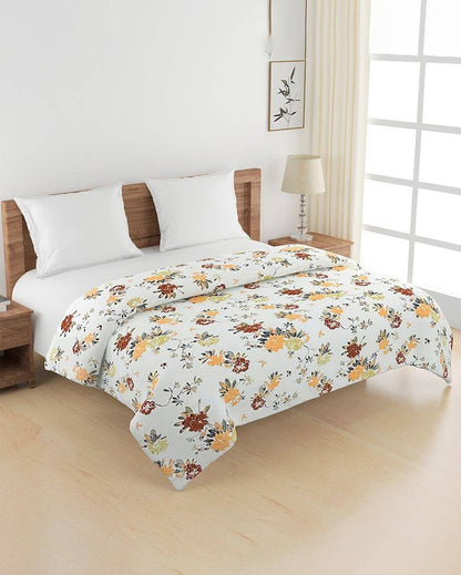 Ananda Yellow Floral Cotton Double Bed Size Quilt | 100 x 90 inches