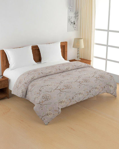 Ananda Brown Floral Cotton Double Bed Size Quilt | 100 x 90 inches