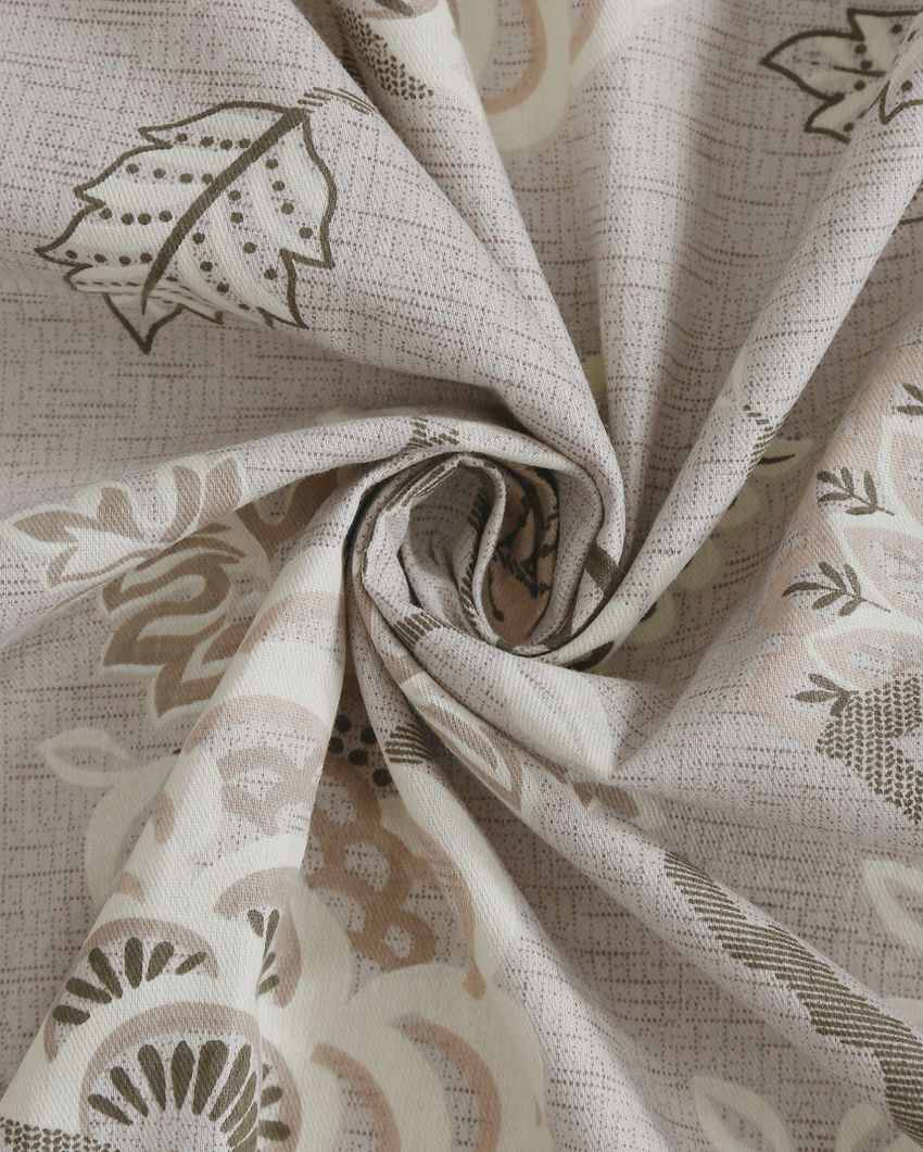 Ananda Brown Floral Cotton Double Bed Size Quilt | 100 x 90 inches