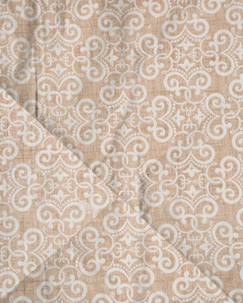 Beige Motif Cotton Double Bed Size Quilt | 100 x 90 inches