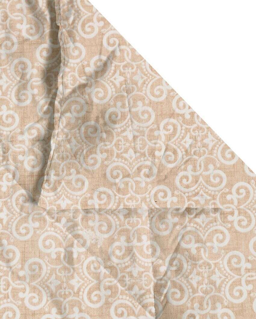 Beige Motif Cotton Double Bed Size Quilt | 100 x 90 inches