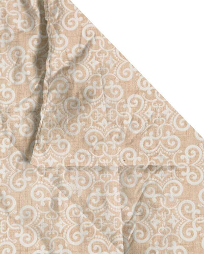 Beige Motif Cotton Double Bed Size Quilt | 100 x 90 inches